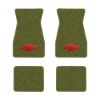 1970-1973 Chevrolet Camaro floor mats with the Chevy Bowtie logo in Loop 14 Moss Green carpet, illustration