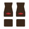 1970-1973 Chevrolet Camaro floor mats with the Chevy Bowtie logo in Loop 10 Dark Brown carpet, illustration