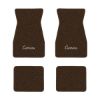 1970-1973 Chevrolet Camaro floor mats with the Camaro Script logo in Loop 10 Dark Brown carpet, illustration