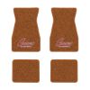 1970-1973 Chevrolet Camaro floor mats with the Camaro by Chevrolet Silver Outline logo in Loop 34 Orange carpet, illustration