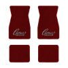 1970-1973 Chevrolet Camaro floor mats with the Camaro by Chevrolet Black Outline logo in Essex 1016A Red carpet, illustration