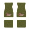 1970-1973 Chevrolet Camaro floor mats with the Camaro by Chevrolet Silver Outline logo in Loop 14 Moss Green carpet, illustration
