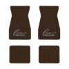 1970-1973 Chevrolet Camaro floor mats with the Camaro by Chevrolet Black Outline logo in Loop 10 Dark Brown carpet, illustration