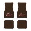 1970-1973 Chevrolet Camaro floor mats with the Camaro by Chevrolet Silver Outline logo in Loop 10 Dark Brown carpet, illustration
