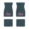1970-1973 Chevrolet Camaro floor mats with the Camaro by Chevrolet Silver Outline logo in Essex 1017A Lapis Blue carpet, illustration