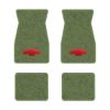 1974-1981 Chevrolet Camaro floor mats with the Chevy Bowtie logo in Cutpile 869 Willow Green carpet, illustration