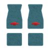1974-1981 Chevrolet Camaro floor mats with the Chevy Bowtie logo in Cutpile 802 Blue carpet, illustration