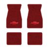 1974-1981 Chevrolet Camaro floor mats with the Chevy Bowtie logo in Cutpile 7039 Dark Red / Carmine carpet, illustration