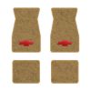 1974-1981 Chevrolet Camaro floor mats with the Chevy Bowtie logo in Cutpile 854 Caramel carpet, illustration