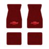 1974-1981 Chevrolet Camaro floor mats with the Chevy Bowtie logo in Cutpile 4305 Oxblood carpet, illustration