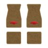1974-1981 Chevrolet Camaro floor mats with the Chevy Bowtie logo in Cutpile 830 Buckskin carpet, illustration