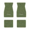 1974-1981 Chevrolet Camaro floor mats with the Camaro Script logo in Cutpile 869 Willow Green carpet, illustration