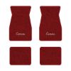 1974-1981 Chevrolet Camaro floor mats with the Camaro Script logo in Cutpile 7039 Dark Red / Carmine carpet, illustration