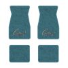1974-1981 Chevrolet Camaro floor mats with the Camaro by Chevrolet Black Outline logo in Cutpile 802 Blue carpet, illustration