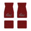 1974-1981 Chevrolet Camaro floor mats with the Camaro by Chevrolet Black Outline logo in Cutpile 7039 Dark Red / Carmine carpet, illustration