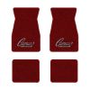 1974-1981 Chevrolet Camaro floor mats with the Camaro by Chevrolet Black Outline logo in Cutpile 4305 Oxblood carpet, illustration