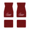 1974-1981 Chevrolet Camaro floor mats with the Camaro by Chevrolet Silver Outline logo in Cutpile 7039 Dark Red / Carmine carpet, illustration