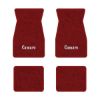 1974-1981 Chevrolet Camaro floor mats with the Camaro Block Letter logo in Cutpile 7039 Dark Red / Carmine carpet, illustration