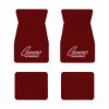 1974-1981 Chevrolet Camaro floor mats with the Camaro by Chevrolet Silver Outline logo in Cutpile 4305 Oxblood carpet, illustration