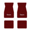 1974-1981 Chevrolet Camaro floor mats with the Camaro Block Letter logo in Cutpile 4305 Oxblood carpet, illustration