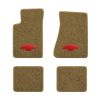 1982-1984 Chevrolet Camaro molded floor mats with the Chevy Bowtie logo in Essex 1054A Caramel carpet, illustration