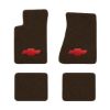 1982-1984 Chevrolet Camaro molded floor mats with the Chevy Bowtie logo in Cutpile 7500 Dark Briar Brown carpet, illustration