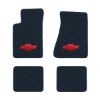 1982-1984 Chevrolet Camaro molded floor mats with the Chevy Bowtie logo in Cutpile 7625 Blue carpet, illustration