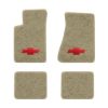 1982-1984 Chevrolet Camaro molded floor mats with the Chevy Bowtie logo in Cutpile 1251 Almond carpet, illustration