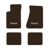 1982-1984 Chevrolet Camaro molded floor mats with the Camaro Block Letter logo in Cutpile 7500 Dark Briar Brown carpet, illustration