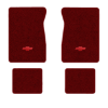 1984-1986 Chevrolet C20 Crew Cab floor mats with the Chevy Bowtie logo in Essex 1016A Red carpet, illustration