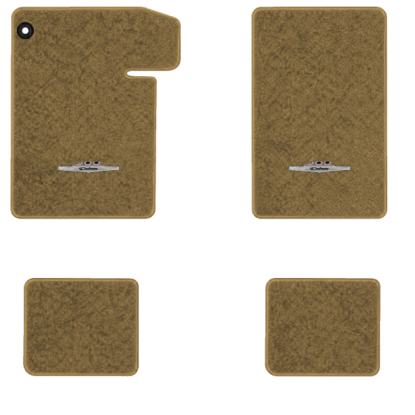 1964-1967 Chevrolet Chevelle floor mats with the 300 Deluxe logo in Essex 1054A Caramel carpet, illustration