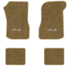 1973 Chevrolet Chevelle floor mats with the Chevelle in Script 71-77 Model logo in Essex 1054A Caramel carpet, illustration