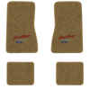 1968 Chevrolet Chevy II Nova floor mats with the Heartbeat of America logo in Essex 1054A Caramel carpet, illustration
