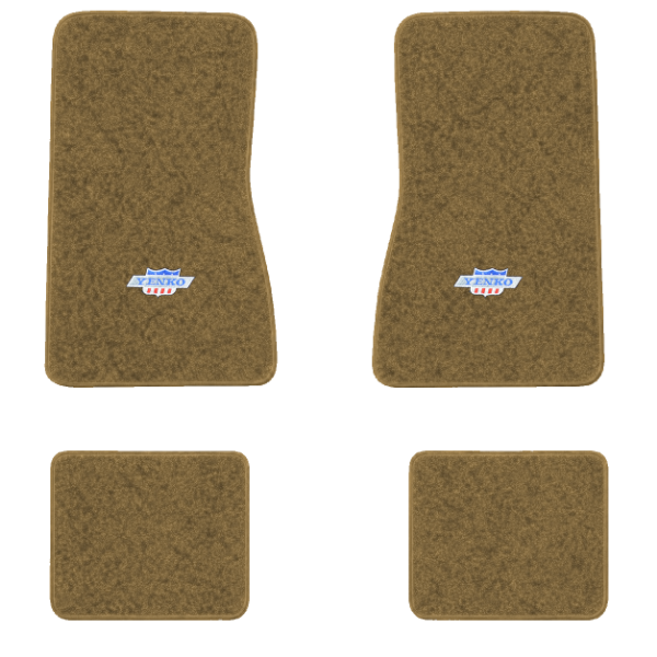 1968 Chevrolet Chevy II Nova floor mats with the Yenko Bar and Shield logo in Essex 1054A Caramel carpet, illustration