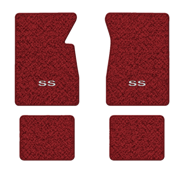 1961-1962 Chevrolet Impala floor mats with the SS logo in Tuxedo C-3 Red carpet, illustration