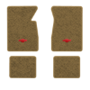 1963-1964 Chevrolet Impala floor mats with the Chevy Bowtie logo in Essex 1054A Caramel carpet, illustration
