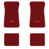 1974-1976 Chevrolet Impala floor mats with the Chevy Bowtie logo in Cutpile 7039 Dark Red / Carmine carpet, illustration