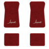 1974-1976 Chevrolet Impala floor mats with the Impala logo in Cutpile 7039 Dark Red / Carmine carpet, illustration