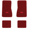 1974-1979 Chevrolet Nova floor mats with the Chevy Bowtie logo in Cutpile 7039 Dark Red / Carmine carpet, illustration