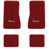 1974-1979 Chevrolet Nova floor mats with the Nova logo in Cutpile 7039 Dark Red / Carmine carpet, illustration