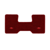 1987 Chevrolet R10 2WD Automatic/3-Speed Low Tunnel one-piece front floor mat with the Chevy Bowtie logo in Essex 1016A Red carpet, illustration