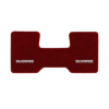 1987 Chevrolet R20 2WD Automatic/3-Speed Low Tunnel one-piece front floor mat with the Silverado logo in Essex 1016A Red carpet, illustration