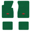 1955-1956 Chevrolet Two-Ten Series floor mats with the Chevy Bowtie logo in Daytona 7163 Light Green carpet, illustration