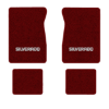 1987 Chevrolet V20 Crew Cab floor mats with the Silverado logo in Essex 1016A Red carpet, illustration
