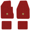1966-1970 Dodge Charger 4-Speed floor mats with the Chrysler Pentastar logo in Loop 02 Red carpet, illustration