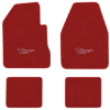 1966-1970 Dodge Charger 4-Speed floor mats with the Charger with Emblem logo in Loop 02 Red carpet, illustration
