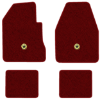 1974-1975 Dodge Charger 2-Door 4-Speed floor mats with the Chrysler Pentastar logo in Essex 1016A Red carpet, illustration