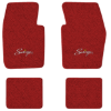 1963-1973 Dodge Dart floor mats with the Swinger with Daisy I logo in Loop 02 Red carpet, illustration