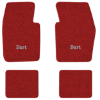 1963-1973 Dodge Dart floor mats with the Dart logo in Loop 02 Red carpet, illustration