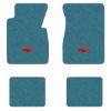 1955-1956 Chevrolet Bel Air floor mats with the Chevy Bowtie logo in Loop 09 Medium Blue carpet, illustration